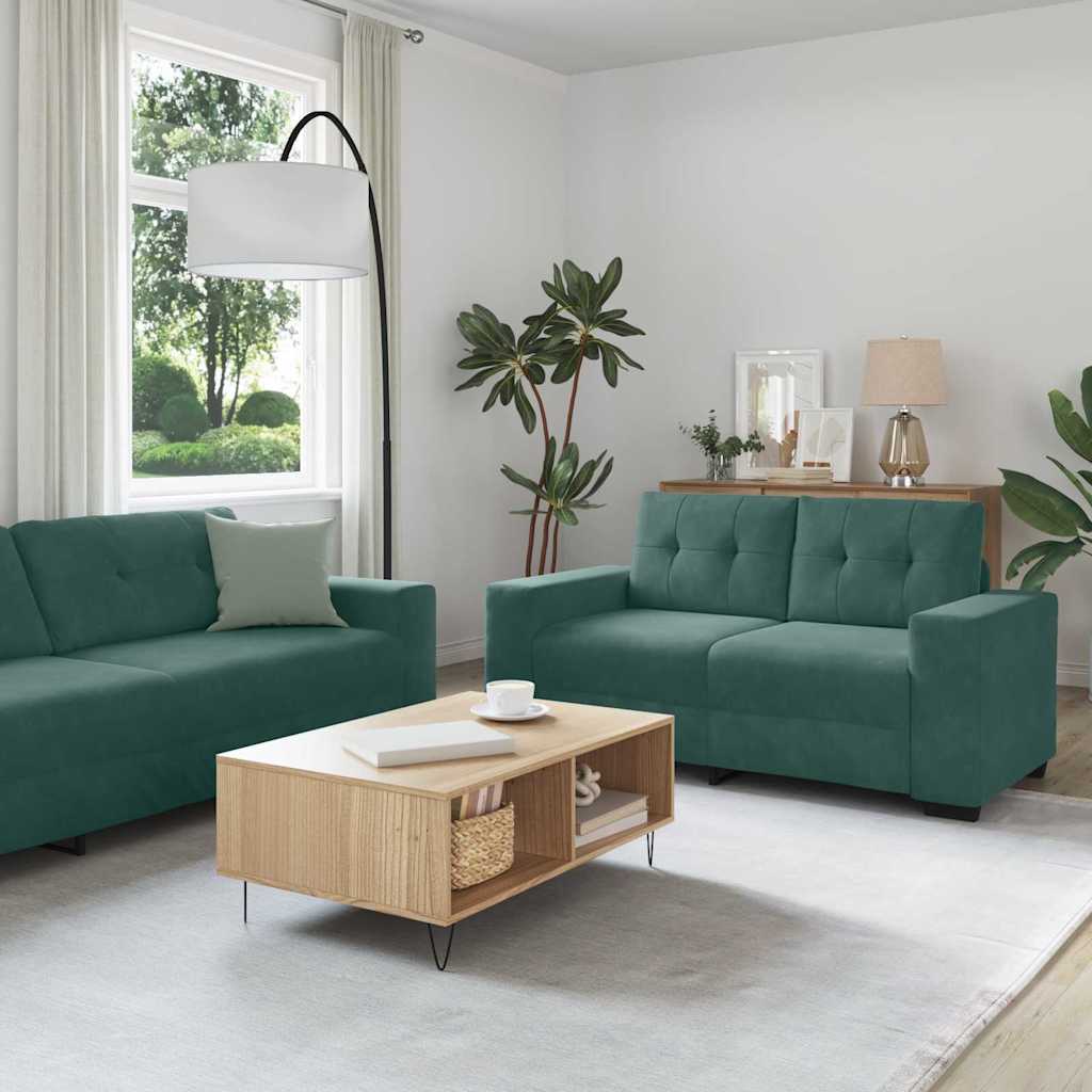 vidaXL Sofa Set 3 pcs Dark Green 221 x 80 x 80 cm Velvet