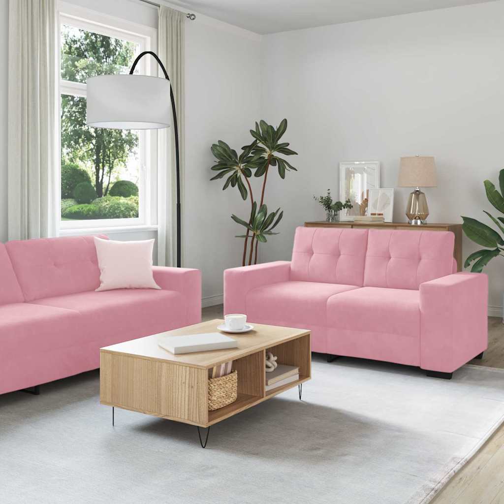 vidaXL Sofa Set 3 pcs Pink 221 x 80 x 80 cm Velvet
