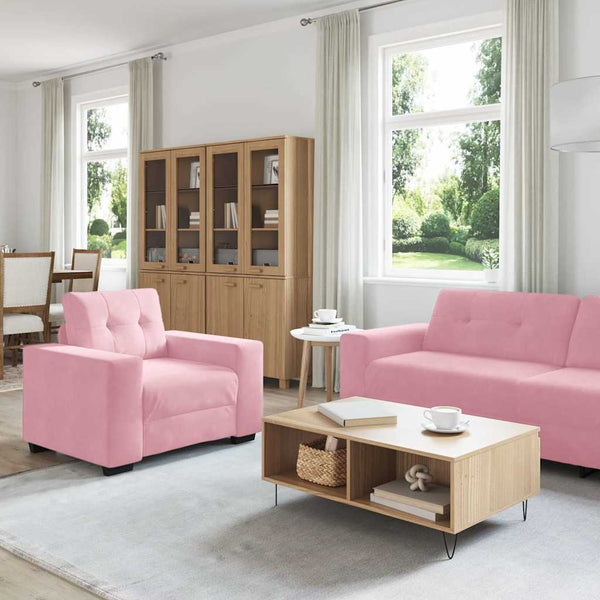 vidaXL Sofa Set 3 pcs Pink 221 x 80 x 80 cm Velvet