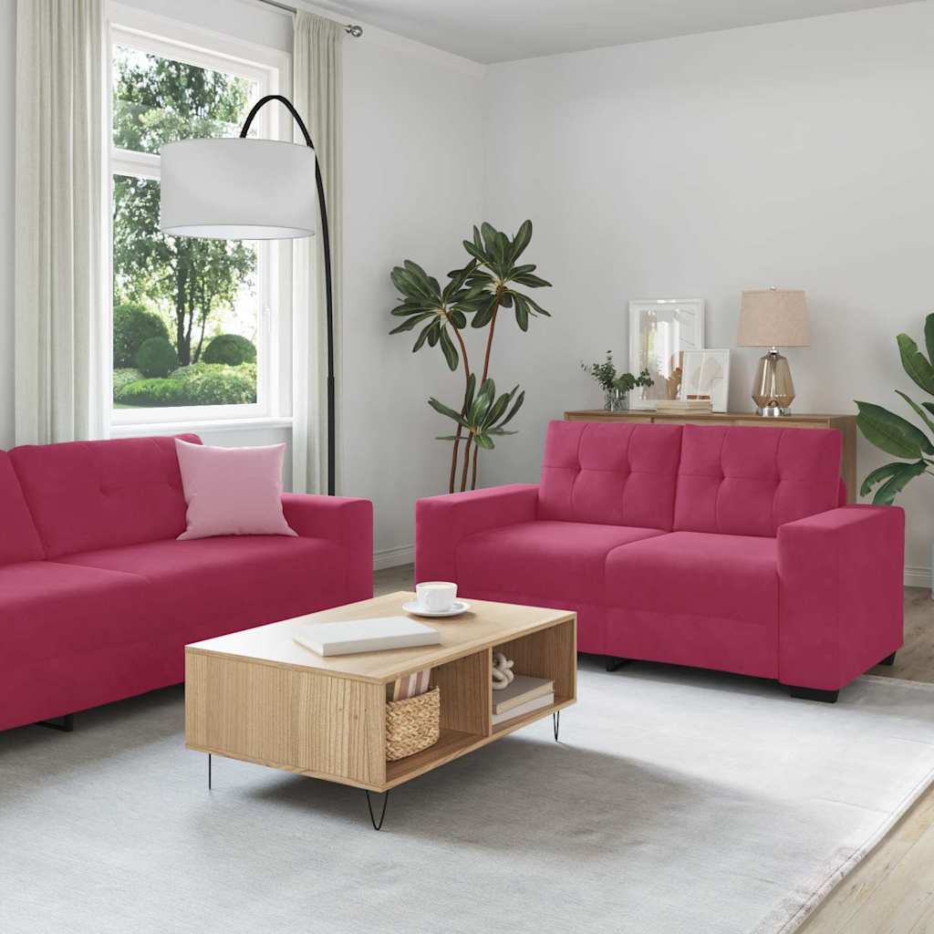 vidaXL Sofa Set 3 pcs Wine Red 221 x 80 x 80 cm Velvet