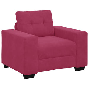 vidaXL Sofa Set 3 pcs Wine Red 221 x 80 x 80 cm Velvet