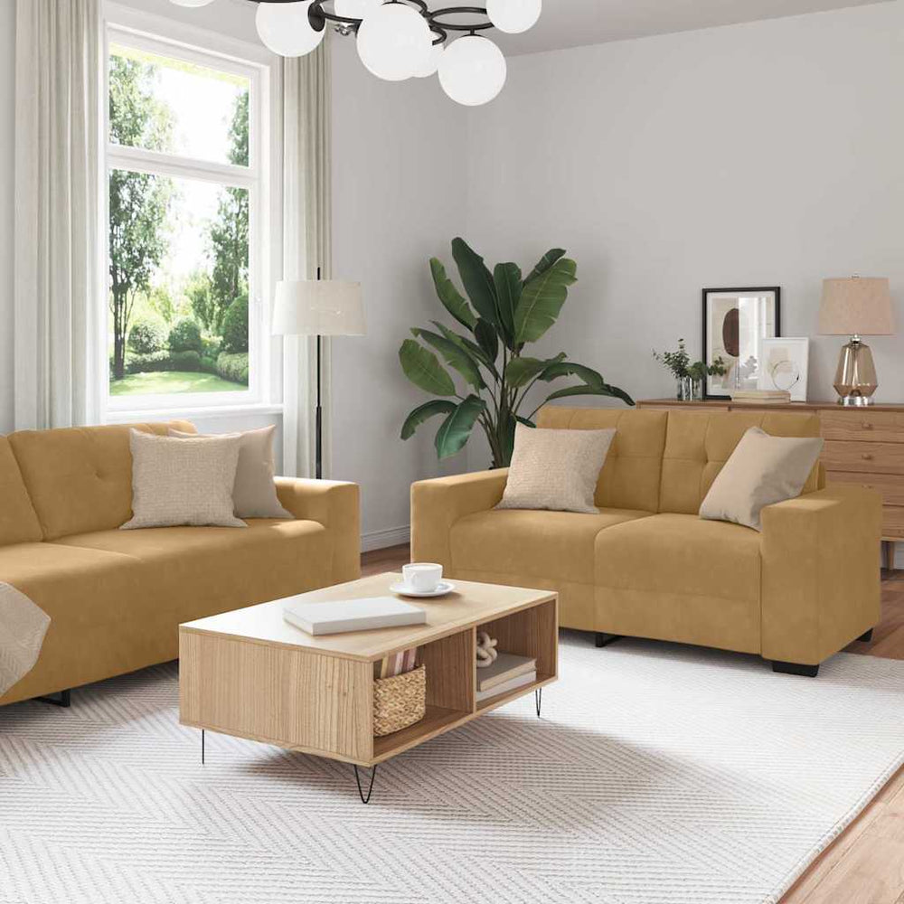 vidaXL Sofa Set 3 pcs Brown 221 x 80 x 80 cm Velvet