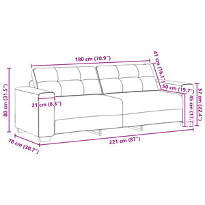 vidaXL Sofa Set 3 pcs Brown 221 x 80 x 80 cm Velvet