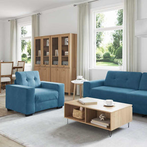 vidaXL Sofa Set 3 pcs Blue 221 x 80 x 80 cm Velvet