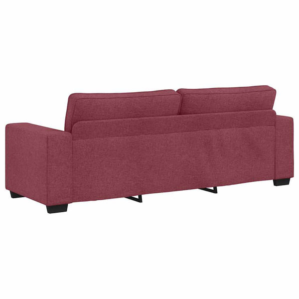 vidaXL 3-Piece Sofa Set with Cushions, Wine Red Fabric