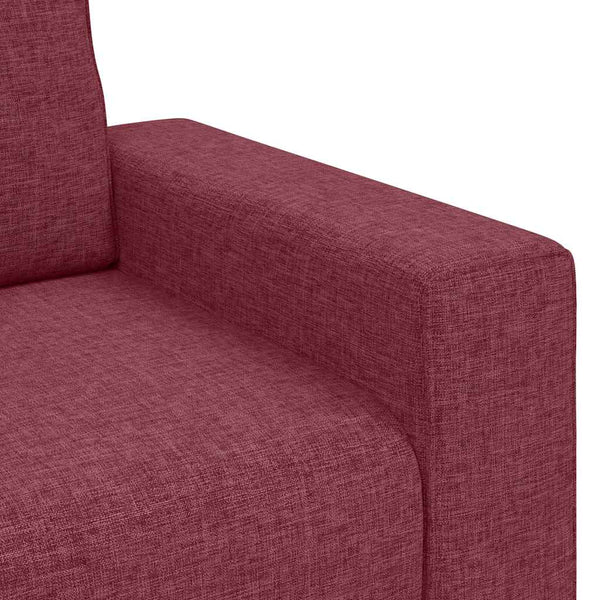 vidaXL 3-Piece Sofa Set with Cushions, Wine Red Fabric