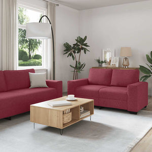 vidaXL 3-Piece Sofa Set with Cushions, Wine Red Fabric