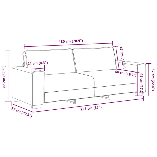 vidaXL 3-Piece Sofa Set with Cushions, Brown Fabric