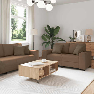 vidaXL 3-Piece Sofa Set with Cushions, Brown Fabric