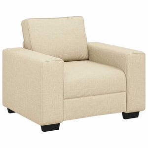 vidaXL 3-Piece Sofa Set with Cushions, Cream Fabric