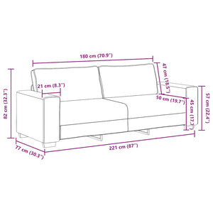 vidaXL 3-Piece Sofa Set with Cushions, Cream Fabric