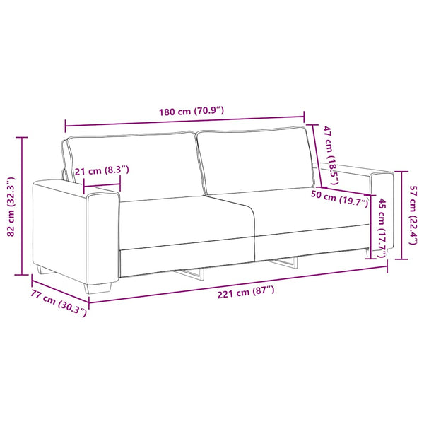 vidaXL 3-Piece Sofa Set with Cushions, Cream Fabric