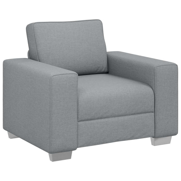 vidaXL Sofa 3 Seater Light Grey 219 x 80 x 82 cm Linen Blend Fabric