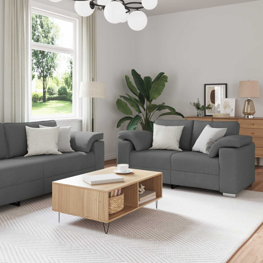 vidaXL 3-Seater Sofa Dark Grey 219 x 80 x 82 cm Linen Blend Fabric