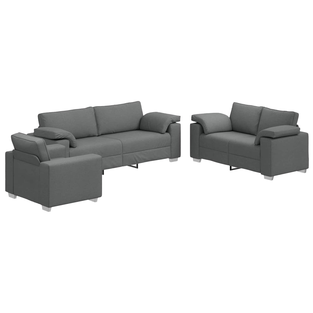 vidaXL 3-Seater Sofa Dark Grey 219 x 80 x 82 cm Linen Blend Fabric
