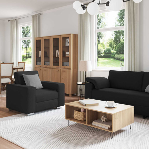 vidaXL 3-Seater Sofa Black 219 x 80 x 82 cm Linen Blend