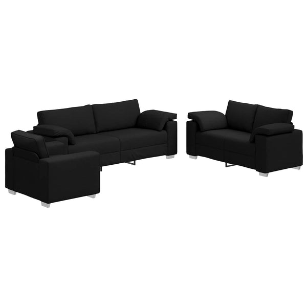 vidaXL 3-Seater Sofa Black 219 x 80 x 82 cm Linen Blend