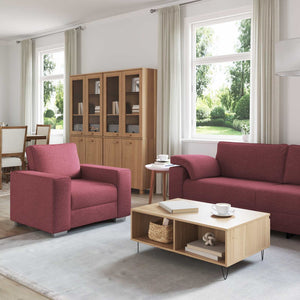 vidaXL 3-Piece Sofa Wine Red 219 x 80 x 82 cm Linen Blend Fabric
