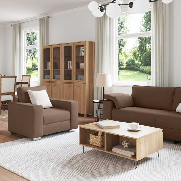 vidaXL 3-Piece Sofa Brown 219 x 80 x 82 cm Linen Blend Fabric
