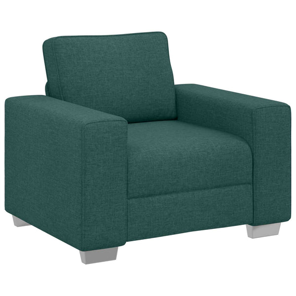 vidaXL Sofa 3 Seater Dark Green 219 x 80 x 82 cm Linen Blend Fabric