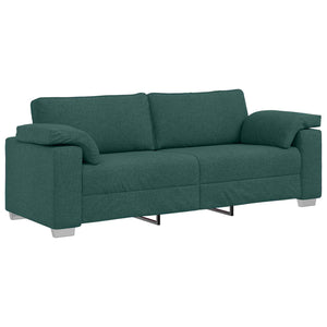 vidaXL Sofa 3 Seater Dark Green 219 x 80 x 82 cm Linen Blend Fabric