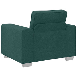 vidaXL Sofa 3 Seater Dark Green 219 x 80 x 82 cm Linen Blend Fabric