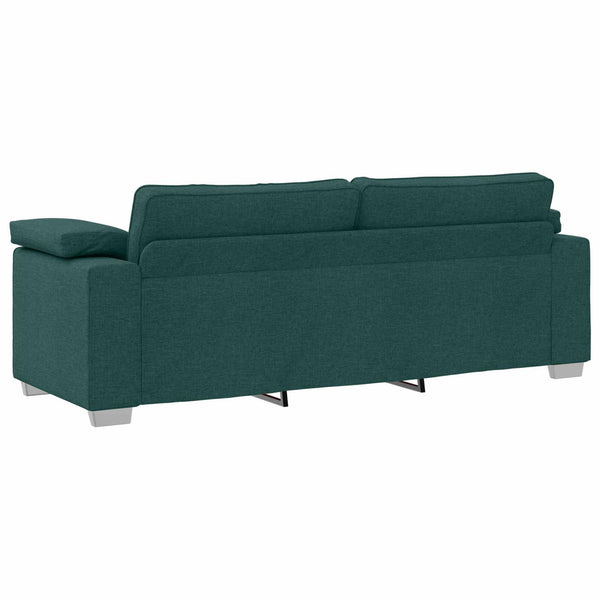 vidaXL Sofa 3 Seater Dark Green 219 x 80 x 82 cm Linen Blend Fabric