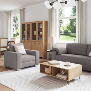 vidaXL Sofa 3 Seater Taupe 219 x 80 x 82 cm Linen Blend Fabric