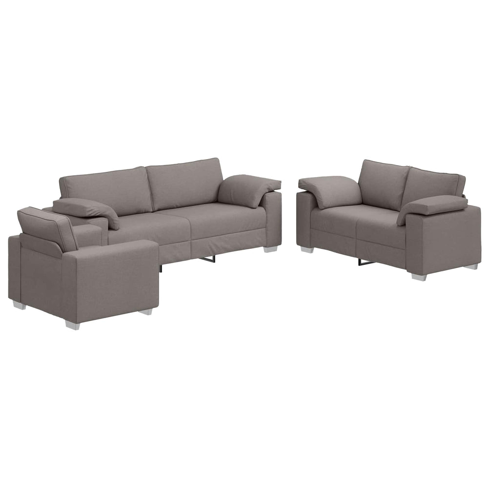 vidaXL Sofa 3 Seater Taupe 219 x 80 x 82 cm Linen Blend Fabric
