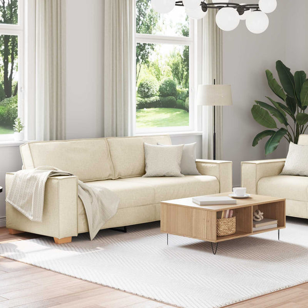 vidaXL Sofa 2 pcs Beige 220 x 80 x 84 cm Linen Blend Fabric