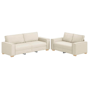 vidaXL Sofa 2 pcs Beige 220 x 80 x 84 cm Linen Blend Fabric