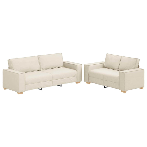 vidaXL Sofa 2 pcs Beige 220 x 80 x 84 cm Linen Blend Fabric
