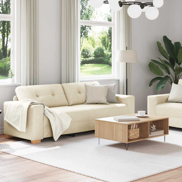 vidaXL Sofa 2 pcs Beige 221 x 80 x 80 cm Linen Blend Fabric