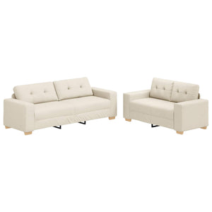 vidaXL Sofa 2 pcs Beige 221 x 80 x 80 cm Linen Blend Fabric