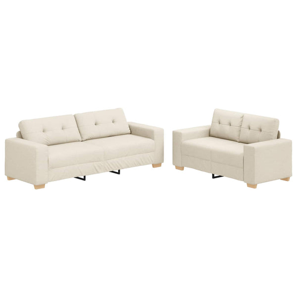 vidaXL Sofa 2 pcs Beige 221 x 80 x 80 cm Linen Blend Fabric