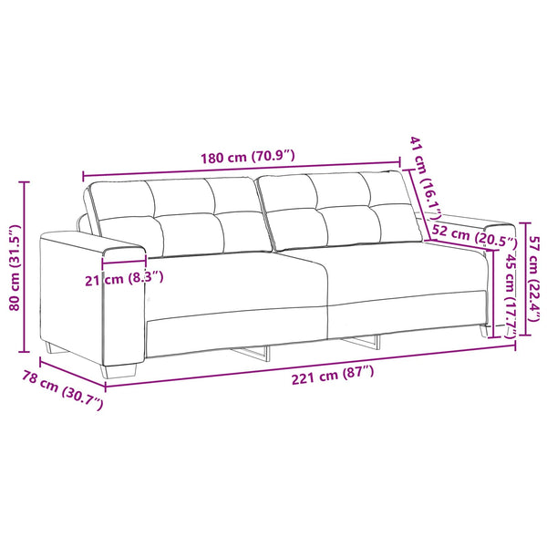 vidaXL Sofa 2 pcs Beige 221 x 80 x 80 cm Linen Blend Fabric