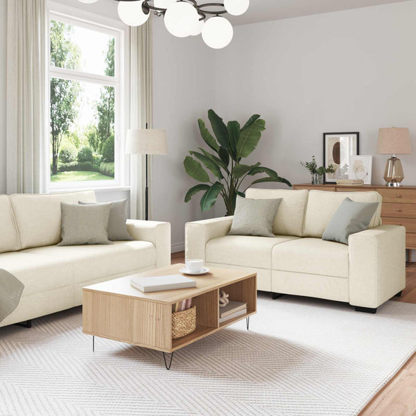 vidaXL Sofa 2 pcs Beige 221 x 80 x 82 cm Linen Blend Fabric