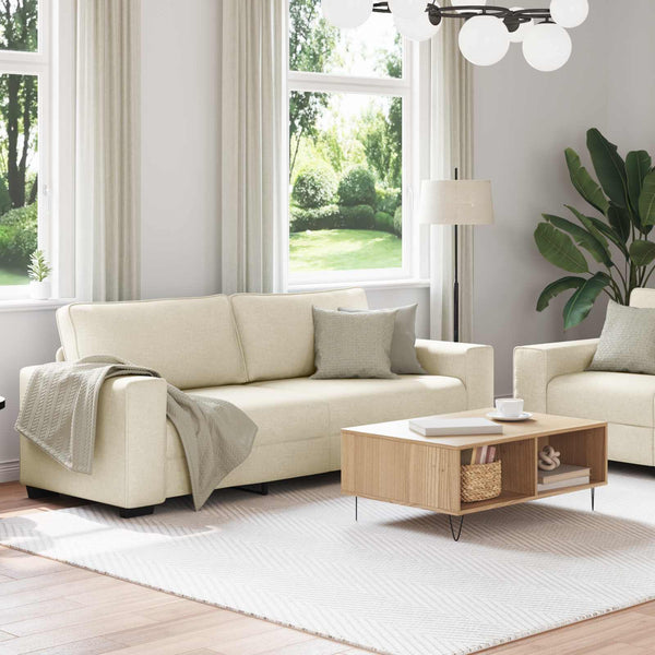vidaXL Sofa 2 pcs Beige 221 x 80 x 82 cm Linen Blend Fabric