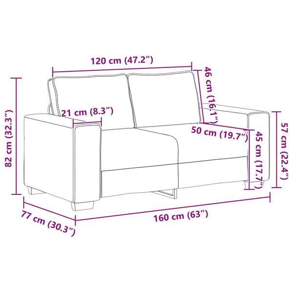 vidaXL Sofa 2 pcs Beige 221 x 80 x 82 cm Linen Blend Fabric