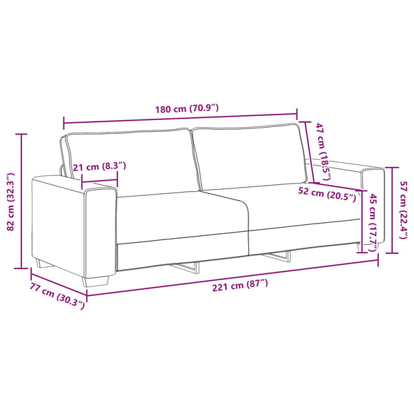 vidaXL Sofa 2 pcs Beige 221 x 80 x 82 cm Linen Blend Fabric