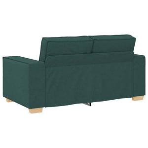 vidaXL 2-Piece Sofa Set with Cushions, Dark Green Fabric