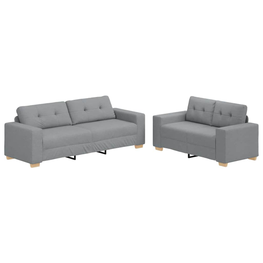 vidaXL 2-Piece Sofa Set with Cushions, Light Grey Fabric