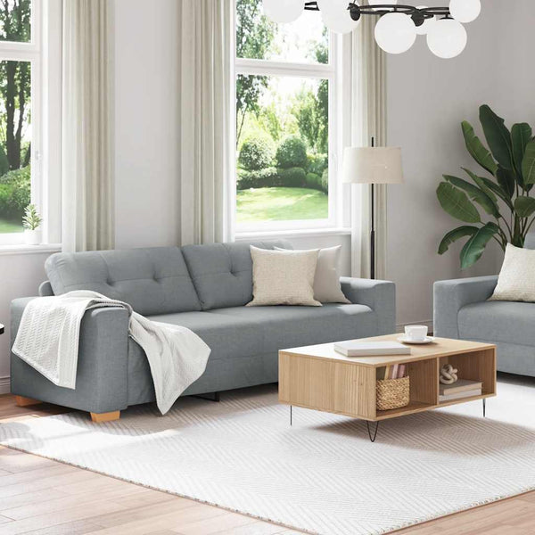 vidaXL 2-Piece Sofa Set with Cushions, Light Grey Fabric