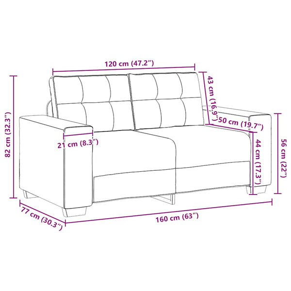 vidaXL 2-Piece Sofa Set with Cushions, Light Grey Fabric