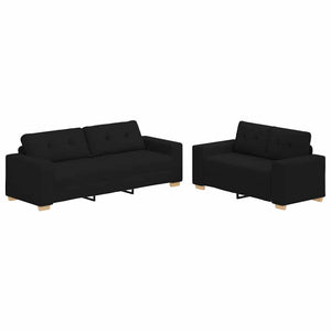 vidaXL 2-Piece Sofa Set with Cushions, Black Fabric