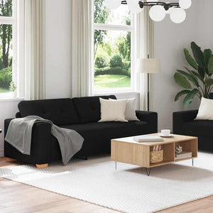 vidaXL 2-Piece Sofa Set with Cushions, Black Fabric