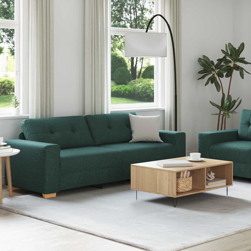 vidaXL 2-Piece Sofa Set with Cushions Dark Green Fabric