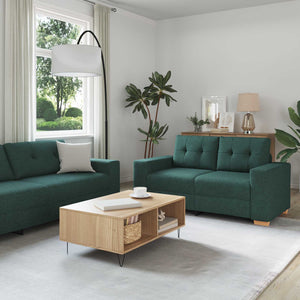 vidaXL 2-Piece Sofa Set with Cushions Dark Green Fabric