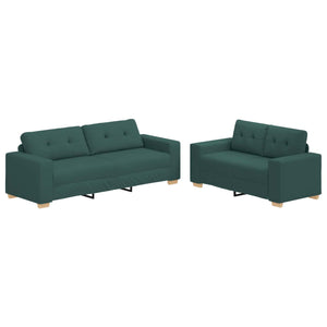 vidaXL 2-Piece Sofa Set with Cushions Dark Green Fabric