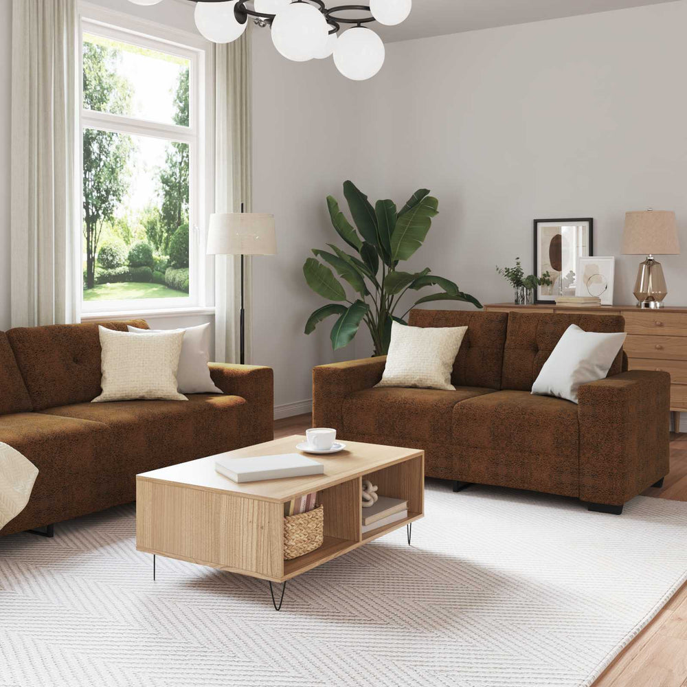 vidaXL 2-Piece Sofa Set with Cushions Brown Artificial Leather